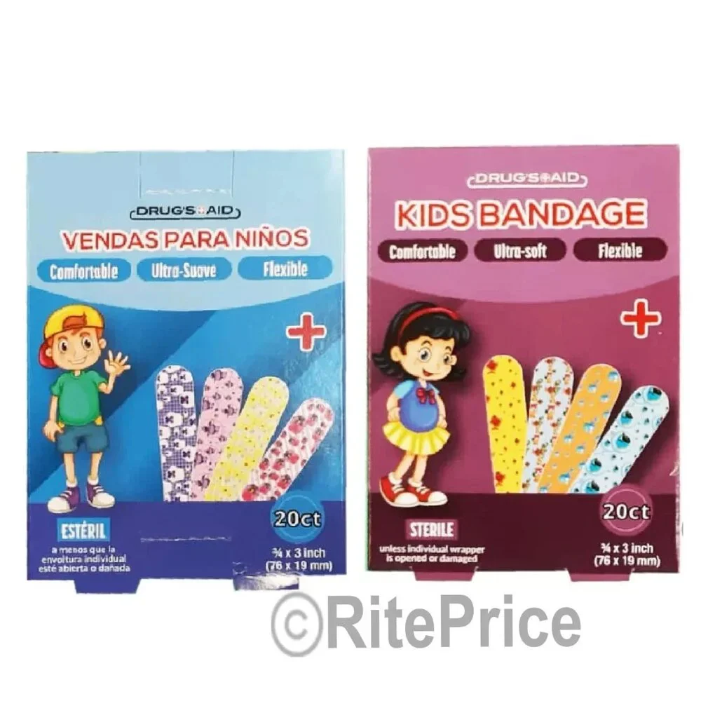 40 Pcs Kids Adhesive Bandages Character Animals, Girls, Boys AST (2 Pack) - New